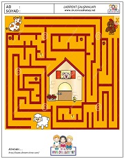 okul öncesi labirent bulmacai çalışma sayfaları